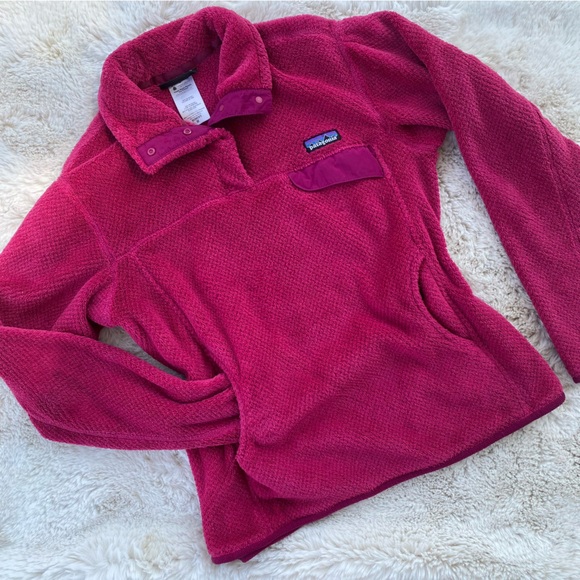 PATAGONIA Fuchsia Pink Quarter Button Down Fleece Synchilia Sz. M - Picture 1 of 6